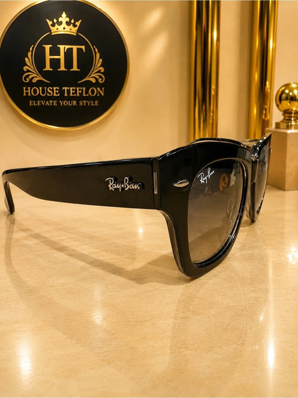Ray-Ban State Street RB2186 Black Blue Lens Sunglasses 49mm Made in Italy
